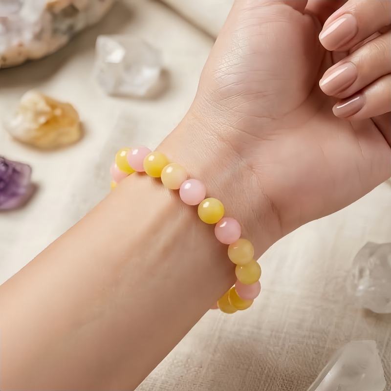 Natural Pink-Yellow Salt Spring Agate Bracelet